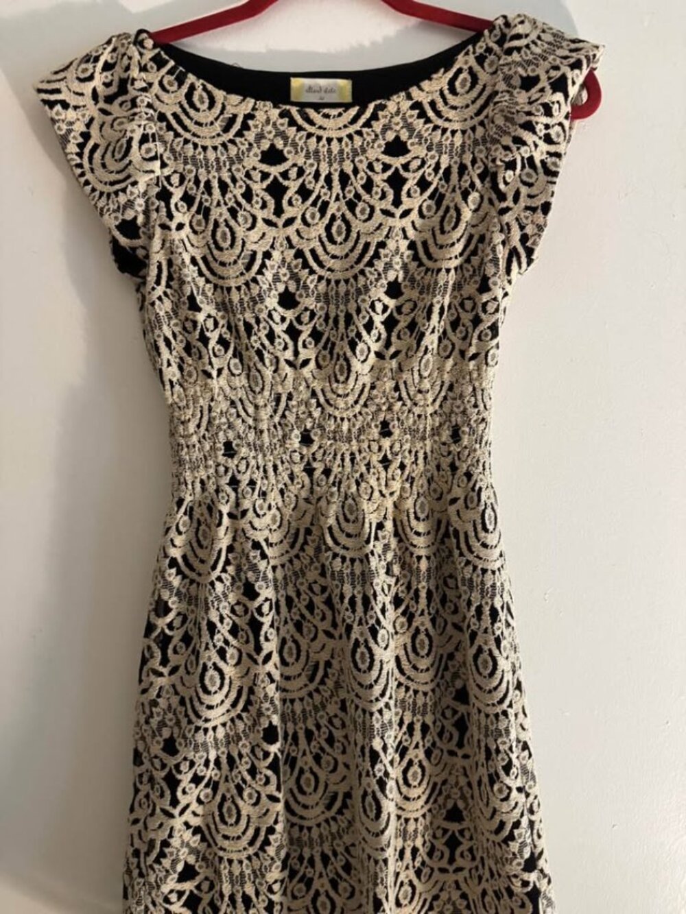 Altar'd State Crochet Eyelet Dress in a cream and black colorway size xs